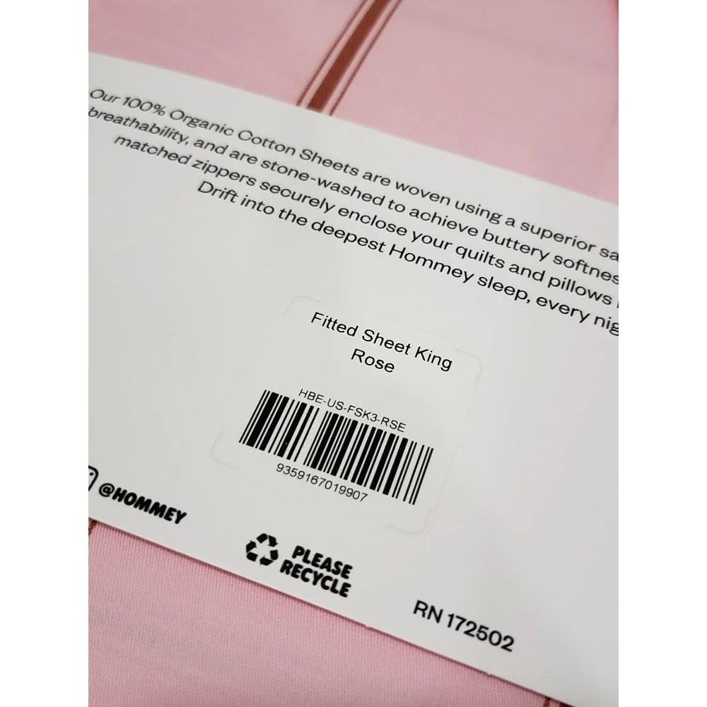 NEW Hommey 100% Organic Cotton ROSE Striped King Size Fitted Sheet